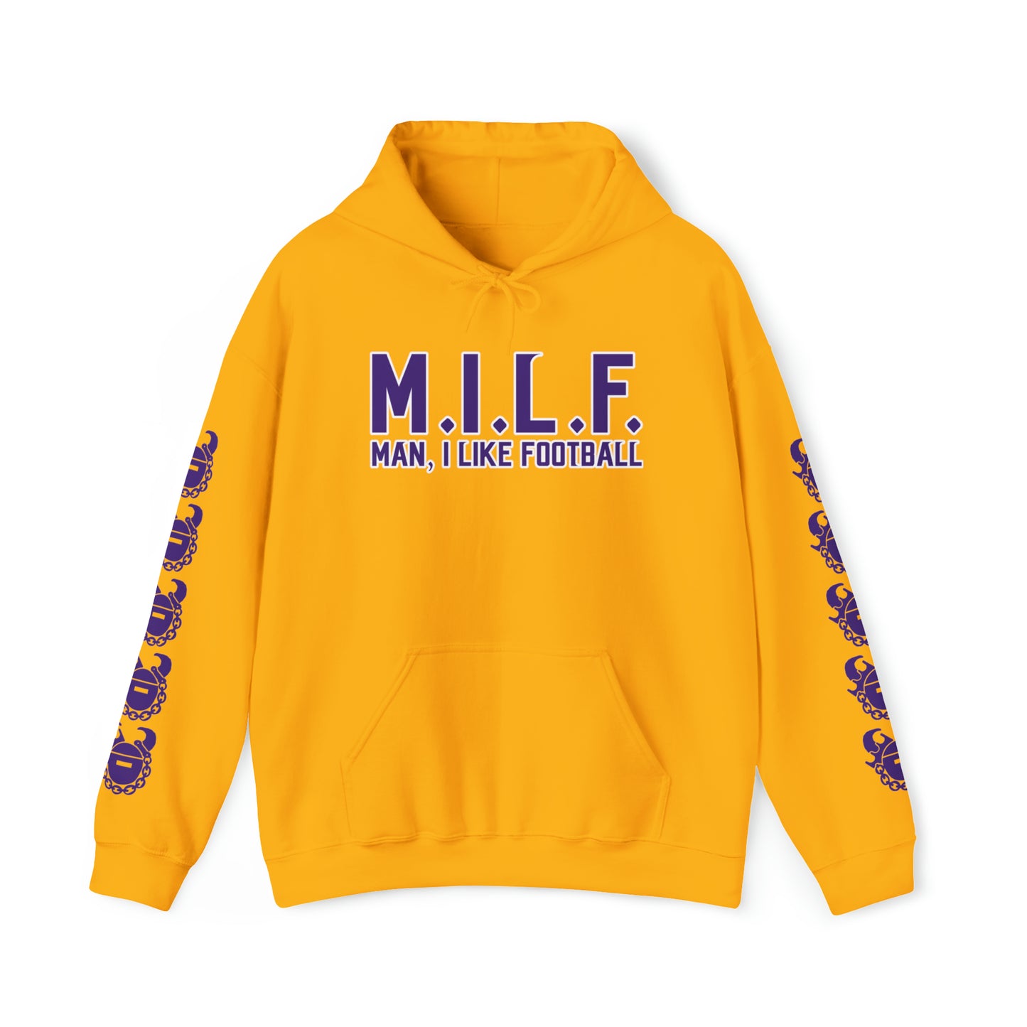 Unisex Heavy Blend™ Hooded Sweatshirt - M.I.L.F. + Game Day Helmet (Sleeves)