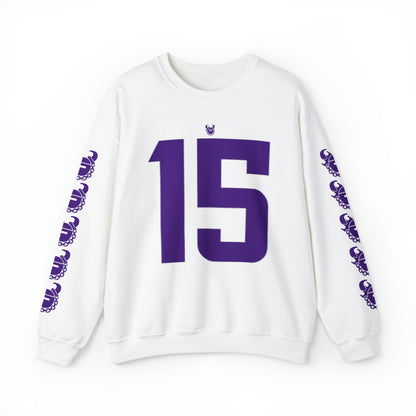 Unisex Heavy Blend™ Crewneck - Jersey #15 + Game Day Helmet (Sleeves)