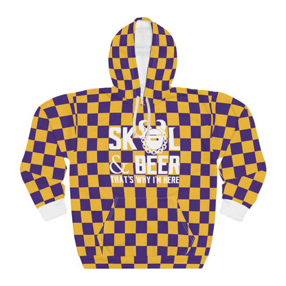 Unisex Pullover Hoodie - Checkerboard - & BEER