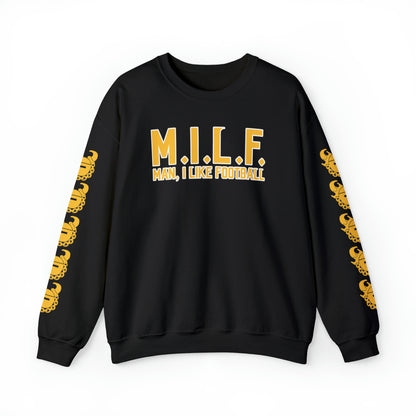 Unisex Heavy Blend™ Crewneck - M.I.L.F + Game Day Helmet (Sleeves)