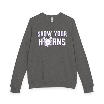 Unisex French Terry Raglan Crewneck - Show Your Horns
