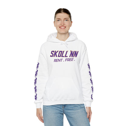 Unisex Heavy Blend™ Hooded Sweatshirt - SKOLL'NN - Rent Free + Game Day Helmet (Sleeves)