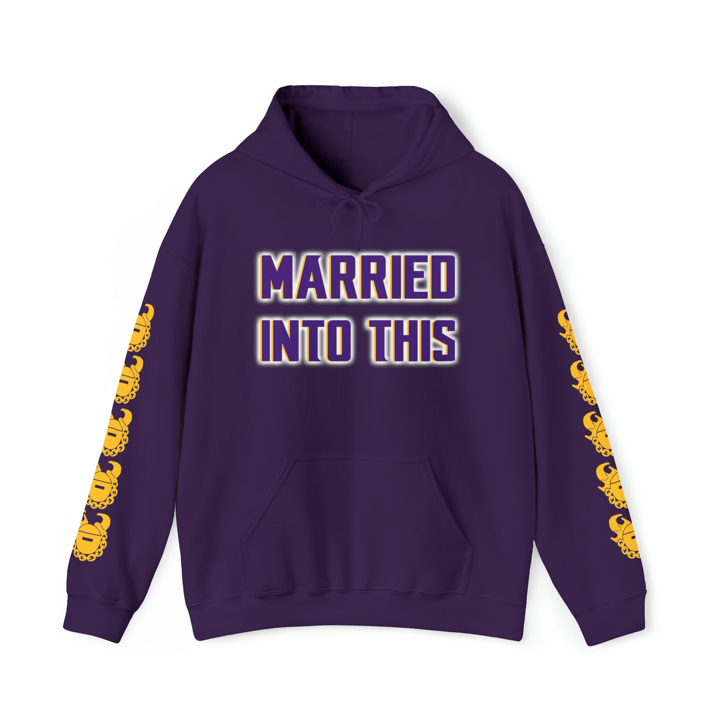 Unisex Heavy Blend™ Hooded Sweatshirt - Married Into This + Game Day Helmet (Sleeves)
