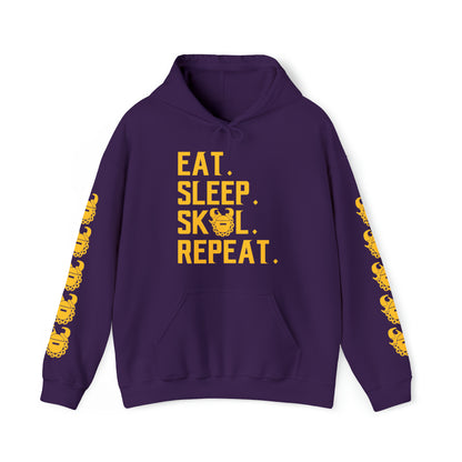 Unisex Heavy Blend™ Hooded Sweatshirt - Eat. Sleep. Repeat. + Game Day Helmet (Sleeves)