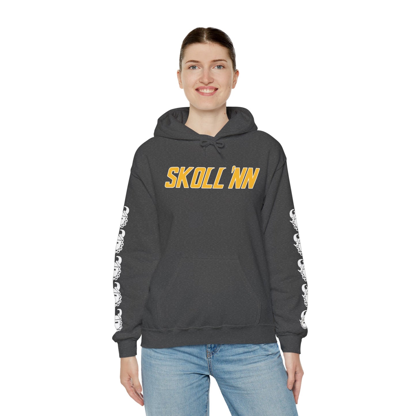 Unisex Heavy Blend™ Hooded Sweatshirt - SKOLL'NN + Game Day Helmet (Sleeves)