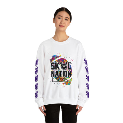 Unisex Heavy Blend™ Crewneck - MN Nation (Color Blast) + Game Day Helmet (Sleeves)