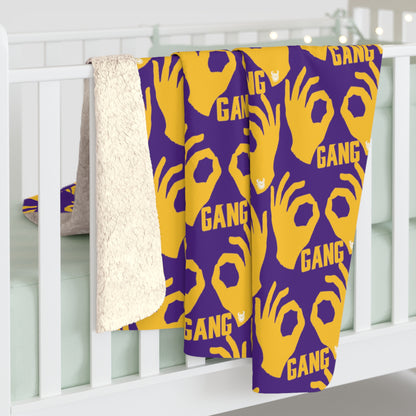 Sherpa Fleece Blanket - Purple/Gold - Griddy Gang