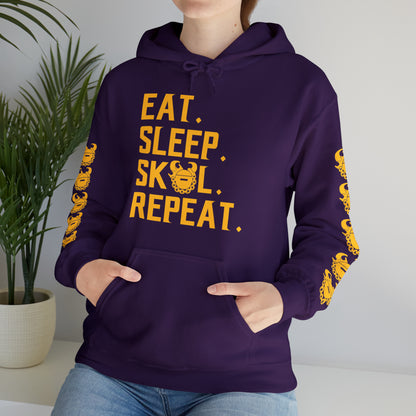 Unisex Heavy Blend™ Hooded Sweatshirt - Eat. Sleep. Repeat. + Game Day Helmet (Sleeves)