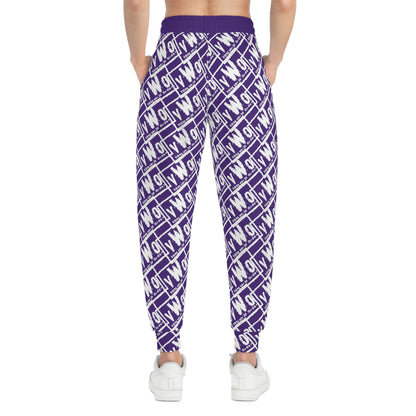 Unisex Athletic Joggers - Purple/White - VWO (Framed)