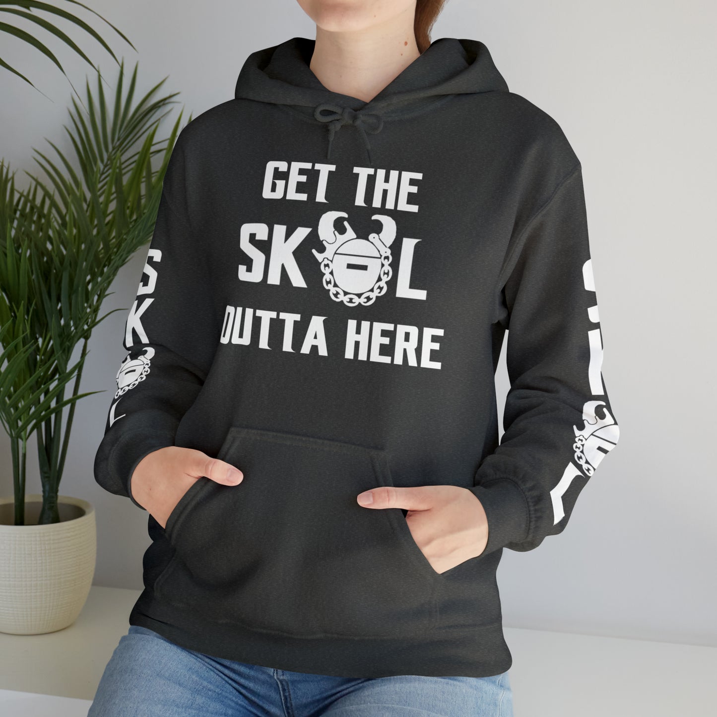 Unisex Heavy Blend™ Hooded Sweatshirt - Get OUTTA Here + Original (Sleeves)