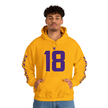 Unisex Heavy Blend™ Hooded Sweatshirt - Jersey #18 + Jet Planes (Sleeves)