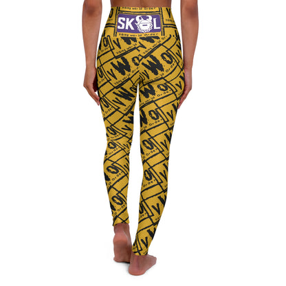 High Waisted Yoga Leggings - Gold/Black - VWO (Framed)