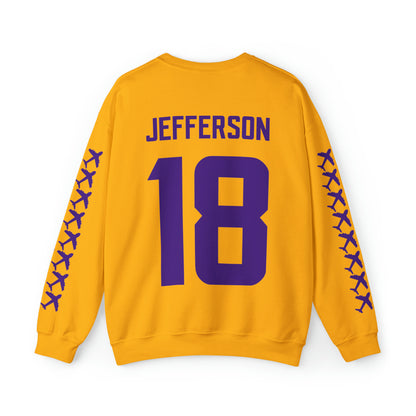 Unisex Heavy Blend™ Crewneck - Jersey #18 + Jet Planes (Sleeves)