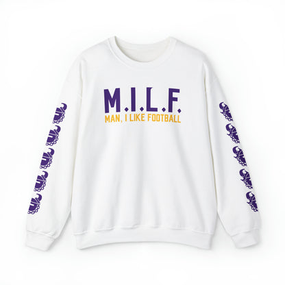 Unisex Heavy Blend™ Crewneck - M.I.L.F + Game Day Helmet (Sleeves)