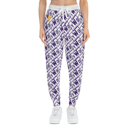 Unisex Athletic Joggers - White/Purple - VWO (Framed)