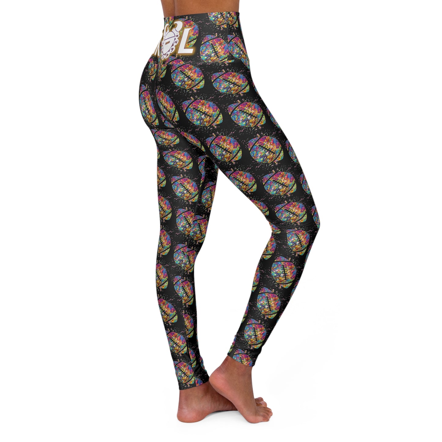 High Waisted Yoga Leggings - Color Blast Football - The Original