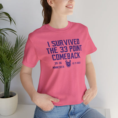 Unisex Jersey Short Sleeve Tee - I Survived the 33 Point Comeback