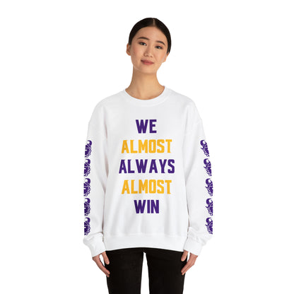 Unisex Heavy Blend™ Crewneck - ALMOST + Game Day Helmet (Sleeves)