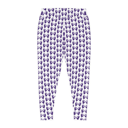 Plus Size Leggings - White/Purple Griddy