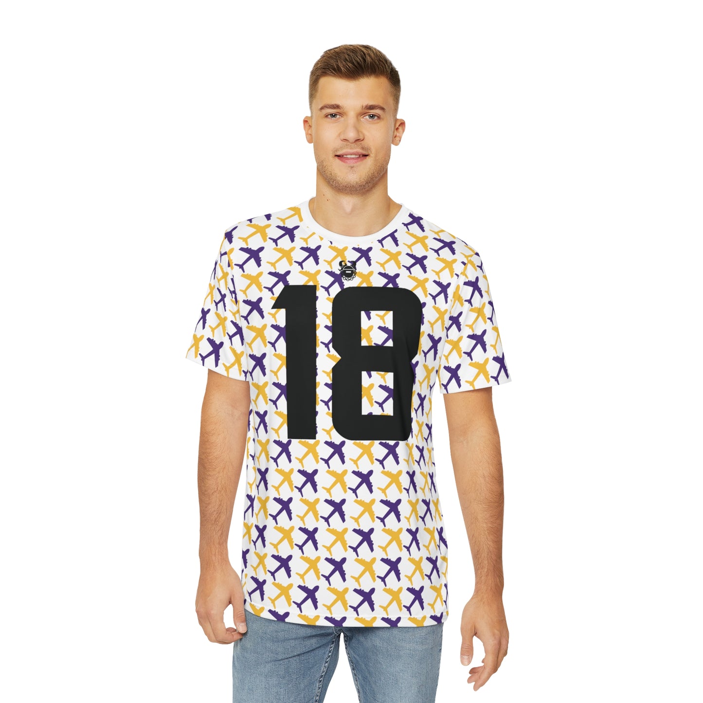 Men's Polyester Tee - Jet Planes, White - Jersey #18