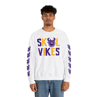 Unisex Heavy Blend™ Crewneck - Vikes + Game Day Helmet (Sleeves)