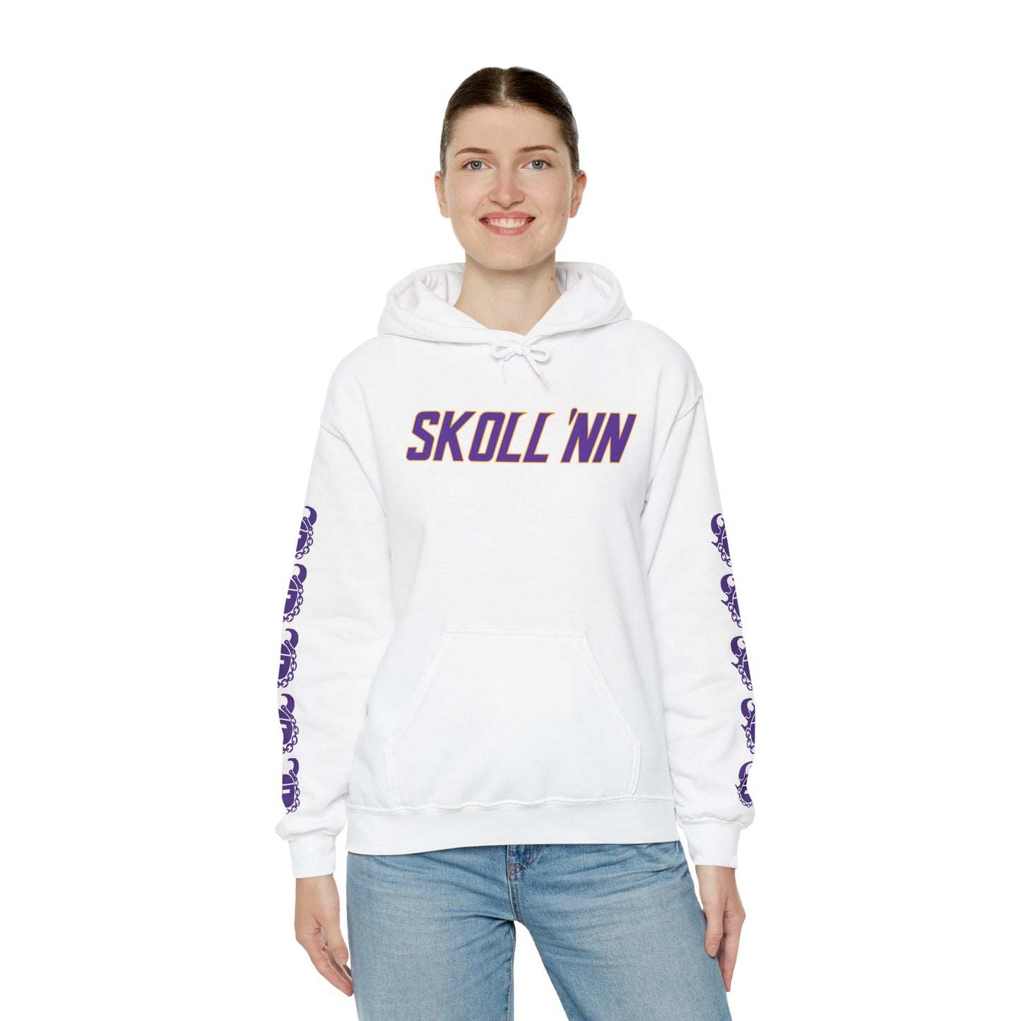 Unisex Heavy Blend™ Hooded Sweatshirt - SKOLL'NN + Game Day Helmet (Sleeves)