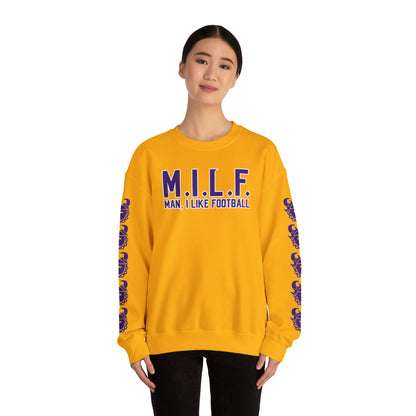 Unisex Heavy Blend™ Crewneck - M.I.L.F + Game Day Helmet (Sleeves)