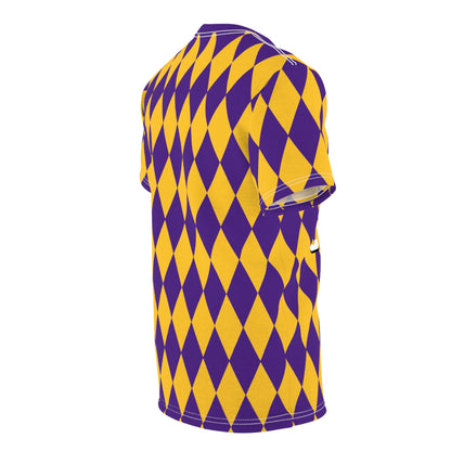 Unisex Cut & Sew Tee - Purple/Gold Diamonds - Let's go Crazy!