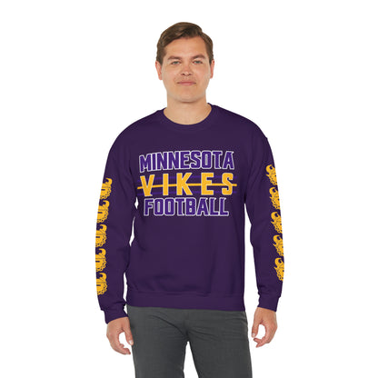Unisex Heavy Blend™ Crewneck - Vikes Football + Game Day Helmet (Sleeves)