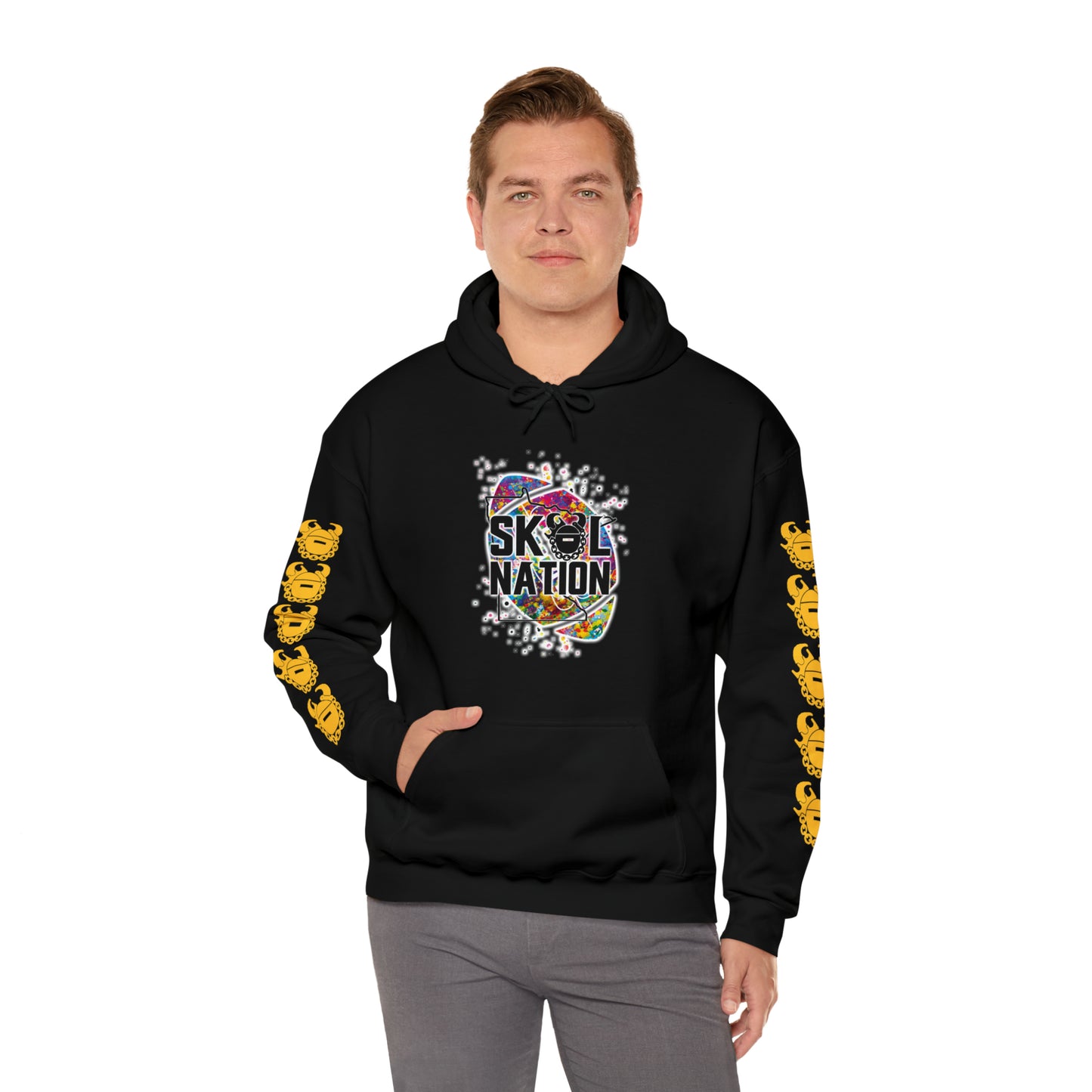 Unisex Heavy Blend™ Hooded Sweatshirt - MN Nation (Color Blast) + Game Day Helmet (Sleeves)
