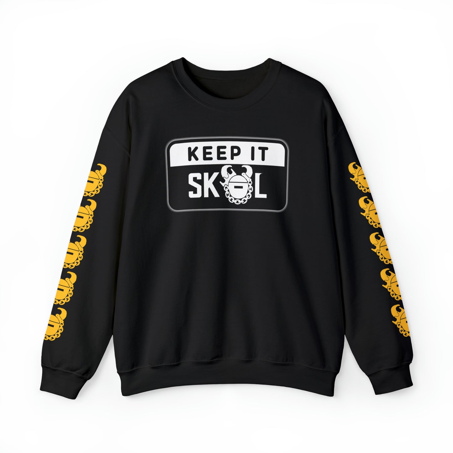 Unisex Heavy Blend™ Crewneck - Keep it Simple (Framed) + Game Day Helmet (Sleeves)
