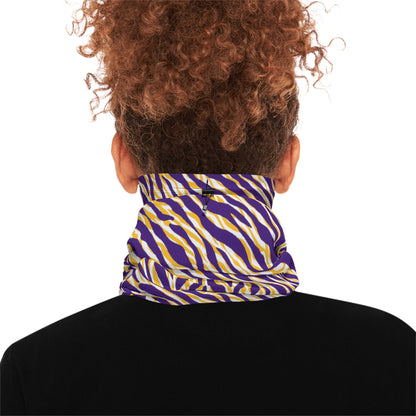 Winter Neck Gaiter With Drawstring - Zebra Print