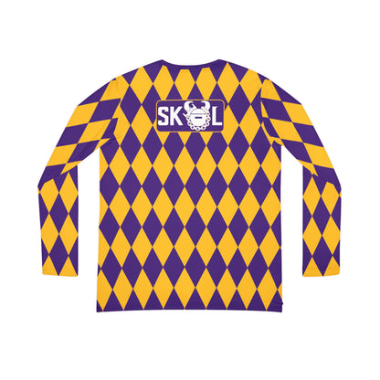 Women's Long Sleeve V-neck Shirt - Purple/Gold Diamonds - The Original
