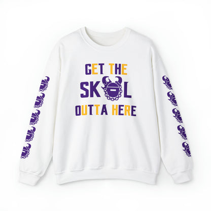Unisex Heavy Blend™ Crewneck - Get OUTTA Here + Game Day Helmet (Sleeves)