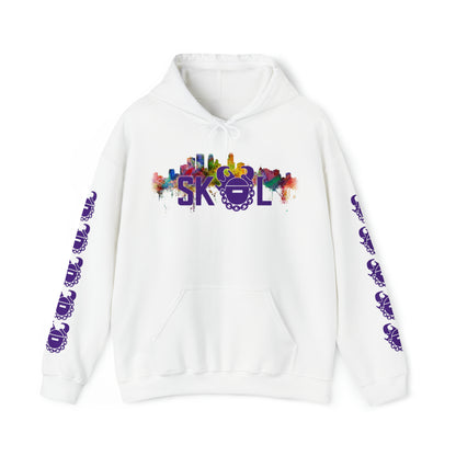 Unisex Heavy Blend™ Hooded Sweatshirt - Skyline + Game Day Helmet (Sleeves)