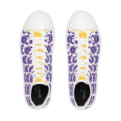 Men's High Top Sneakers - Purple & Gold Helmets