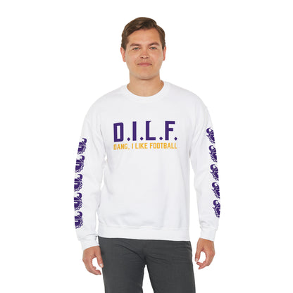Unisex Heavy Blend™ Crewneck - D.I.L.F. + Game Day Helmet (Sleeves)
